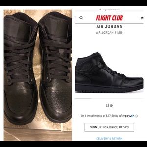 Like new black on black Air Jordan 1 mid